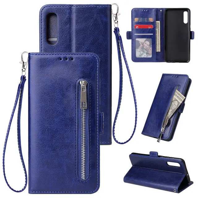 6.7'' Luxury Zipper Wallet for Coque Samsung A70 Case A 70 A705 Samsung A7 Case Concise for Samsung Galaxy A70 Flip Cover