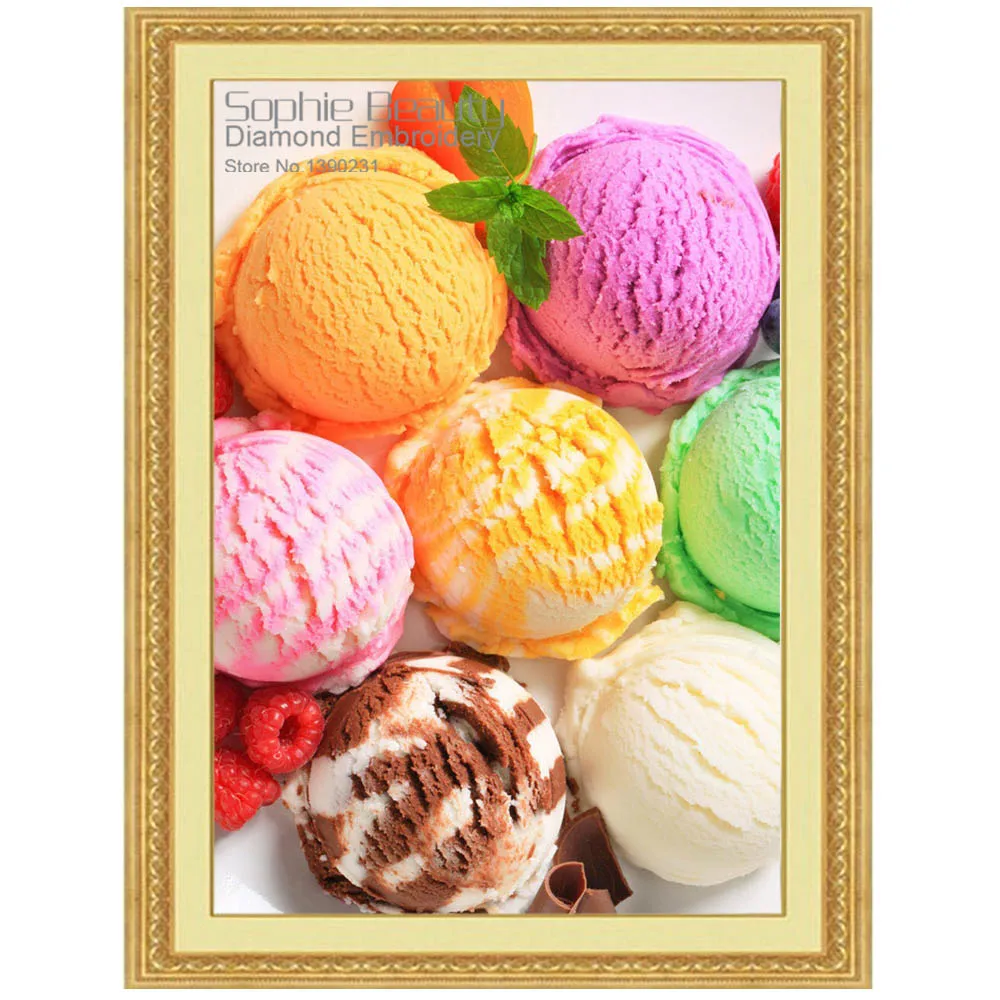 

DIY Diamond Painting Cross Stitch Crystal Needlework Ice-cream Cakes Food Full Square Diamond Embroidery House Wall Decor
