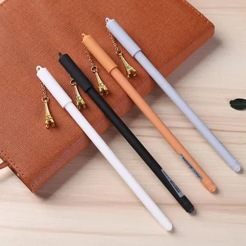 

4 Pcs 0.5mm Gold Tower Pendant Gel Pen Ink Pen Creative Promotional Gift Stationery School Office Supply