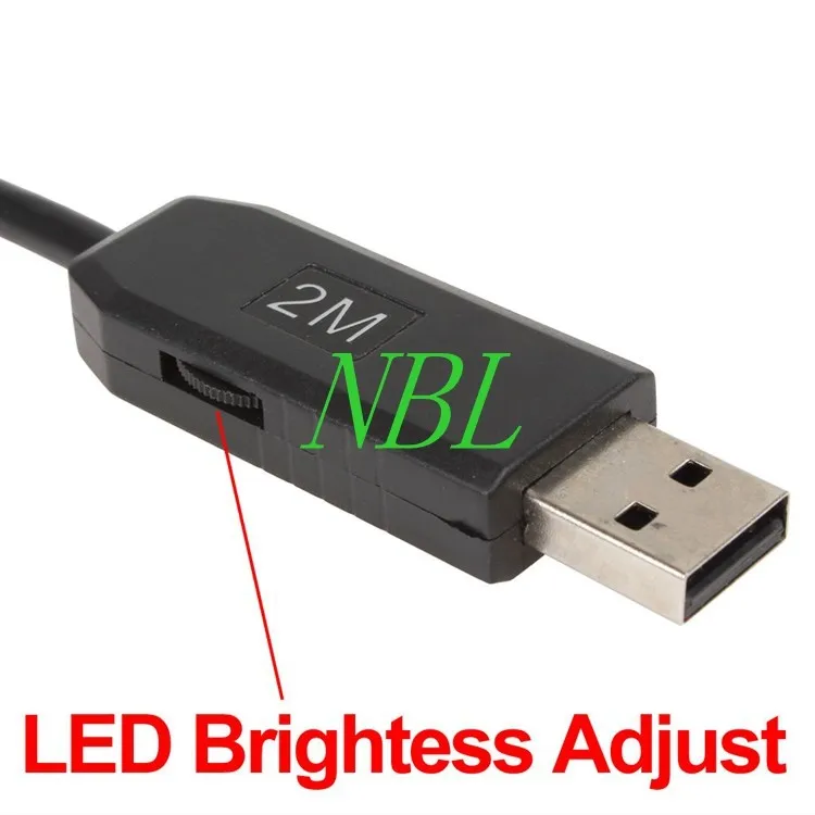 HD USB эндоскоп 2 м 1/6 VGA CMOS МП 9 мм объектив 1600x1200P 6 светодиодов Водонепроницаемая