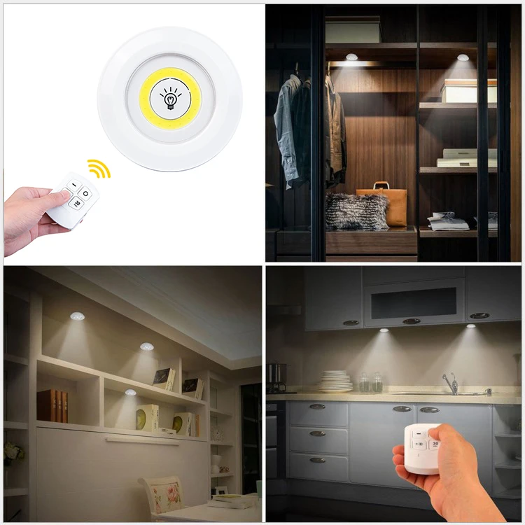 

New Dimmable LED Under Cabinet Light with Remote Control Battery Operated LED Closets Lights for Wardrobe Bathroom lighting