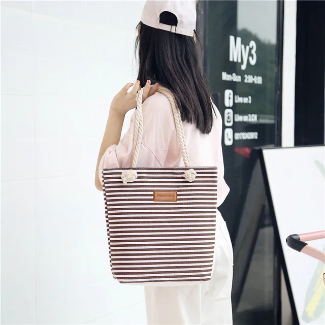 Us 6 18 48 Off Longmiao High Quality Women Shoulder Bag Casual Female Striped Canvas Tote Bags Reusable Large Capacity Per Bolsos Mujer In Us 6 18 48 Off Longmiao High Quality Women Shoulder Bag Casual Female Striped Canvas Tote Bags Reusable Large Capacity Per Bolsos Mujer In