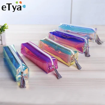 

eTya New Laser Cosmetic Bag Tassel Small Makeup Pencil Case Women Travel Make Up Organizer Storage Pouch Toiletry Wash Bags
