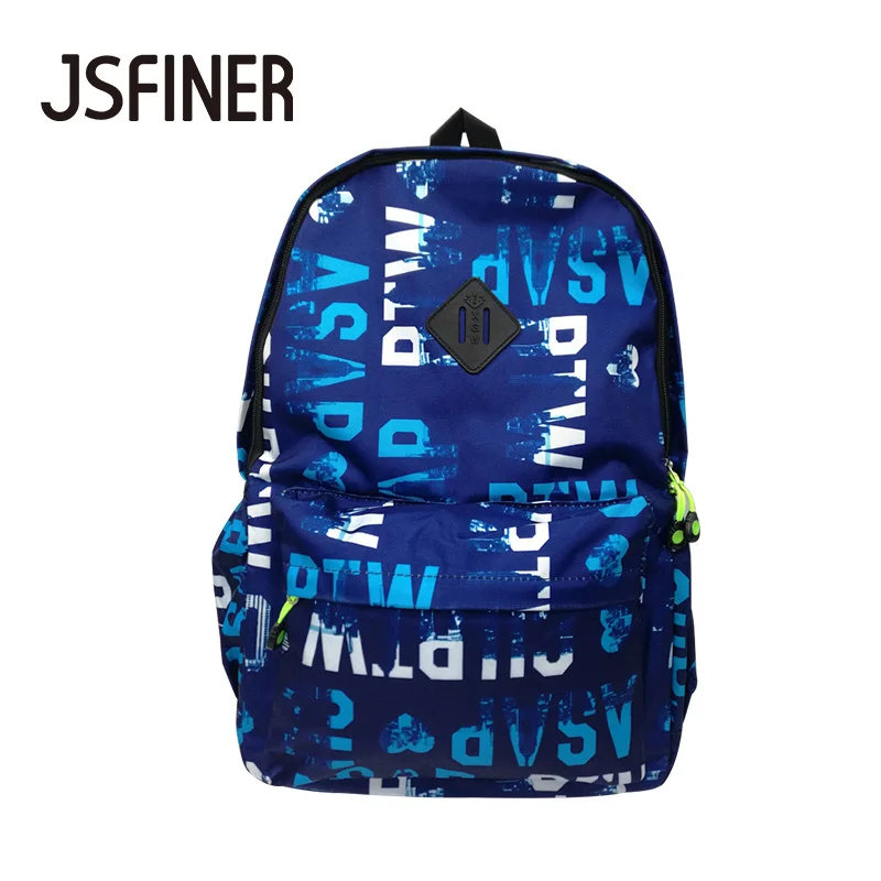 

JSFINER Fashion Nylon Men Backpack Travel School Bag Rucksack Trekking Large Capacity Polyester Lining Letter Below 20 Litre Bag