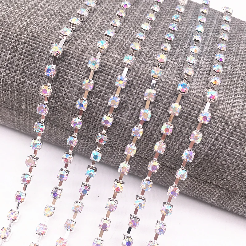 Стразы Cystal Trim 1 ряд ярд SS12(3 мм) редкая чашка цепочка с золотым/серебряным