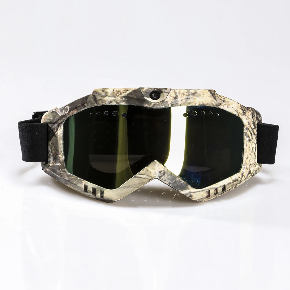 Ski Sunglass Goggles with 1080P FHD Camera & Camouflage Frame & Black