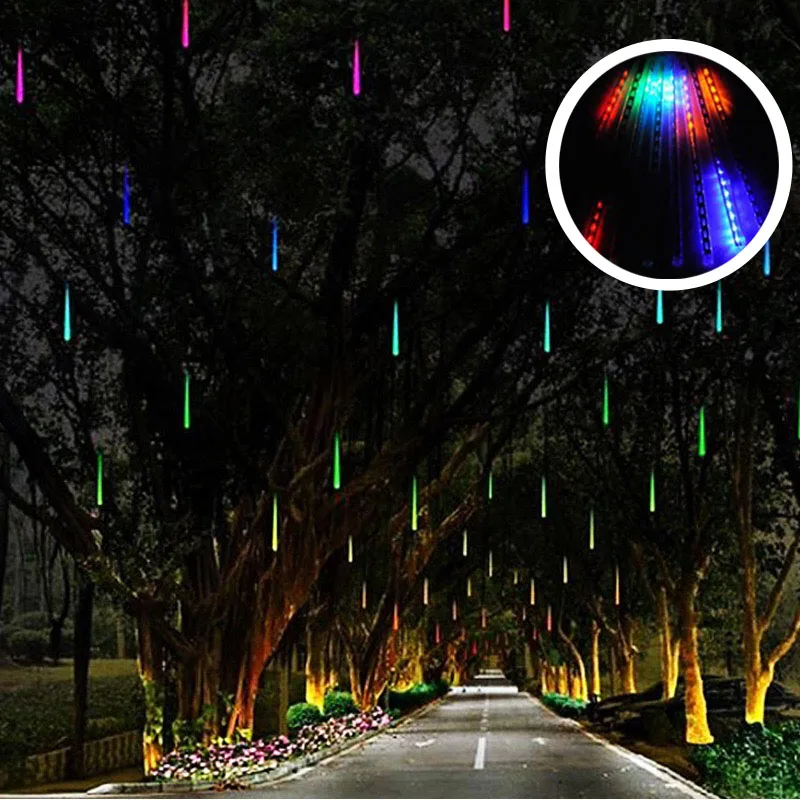 LED Shower Rain Tubes Lamps 3M Fairy Christmas Tree Outdoor Garden Square Window Holiday String Light  AC220V 110V Wedding Party Decor (15)