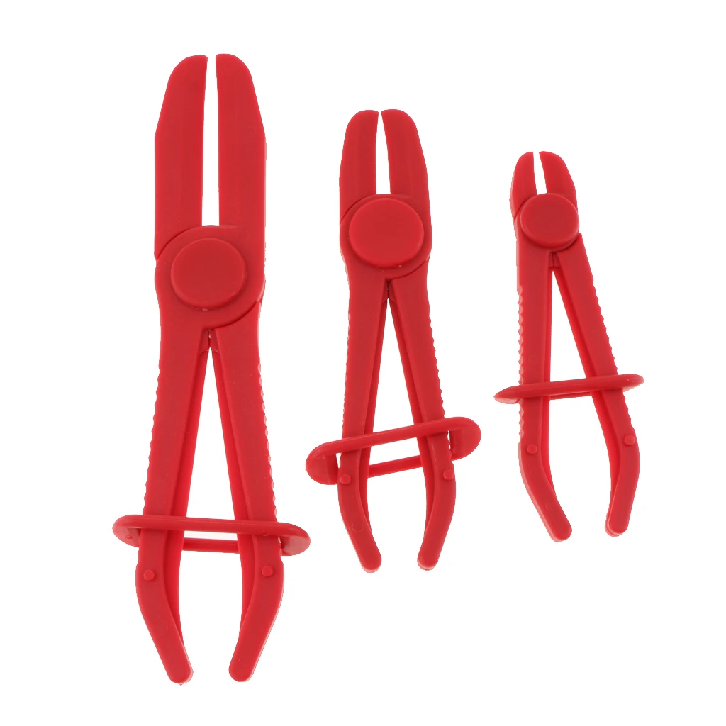 3Pcs Flexible Hose Clamps Kit Hands Free Line Brake Fuel Water Line Pipe Clamp Pliers 0-60mm for Brake Radiator