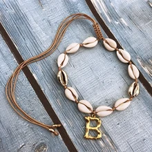 Alfabet 26 букв Колье DIY простой стиль ручной работы ketting boho shell ожерелья A-Z кулон с регулировкой размер ожерелье