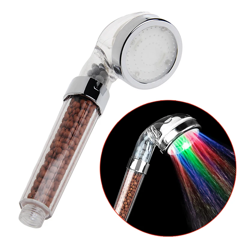 

7 Colors Change LED Shower Head Tourmaline SPA Hand Held Filter Water Glow Light