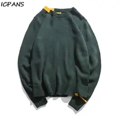 ICPANS хип-хоп свитер Мужской Хлопковый Свободный пуловер мужская одежда уличная осенне-Весенняя Лоскутная Мода 2019 Новинка