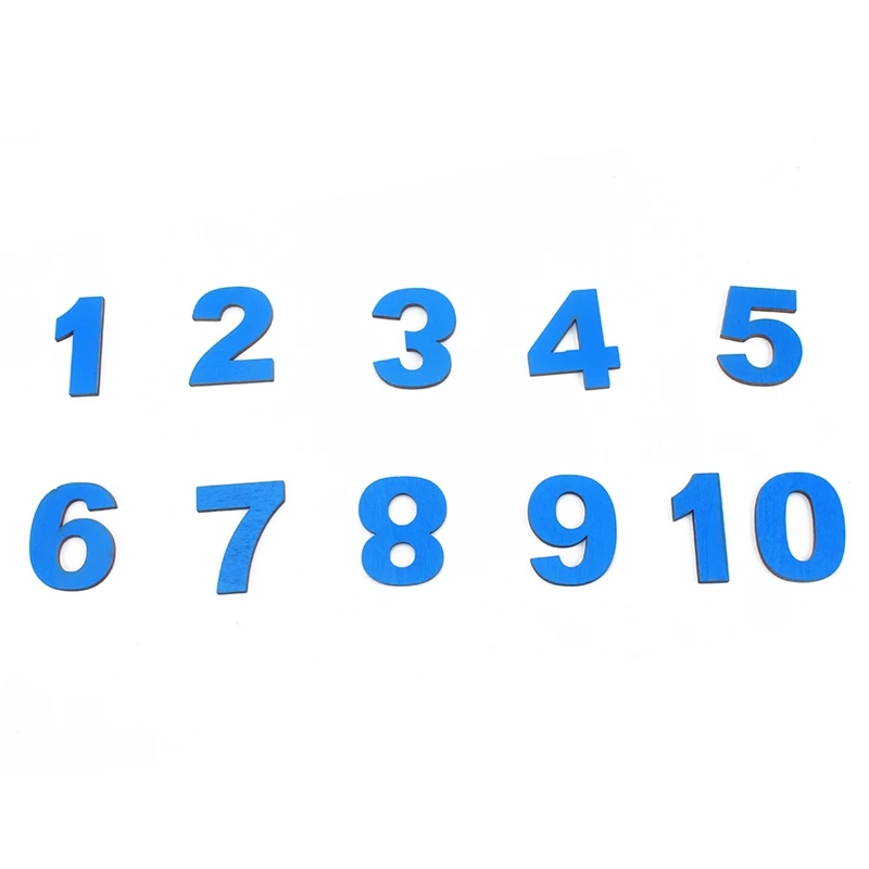Montessori Mathematics Wood Number 1-10 Kids Toy Baby Numbers Numeral Learning Educational Preschool Training