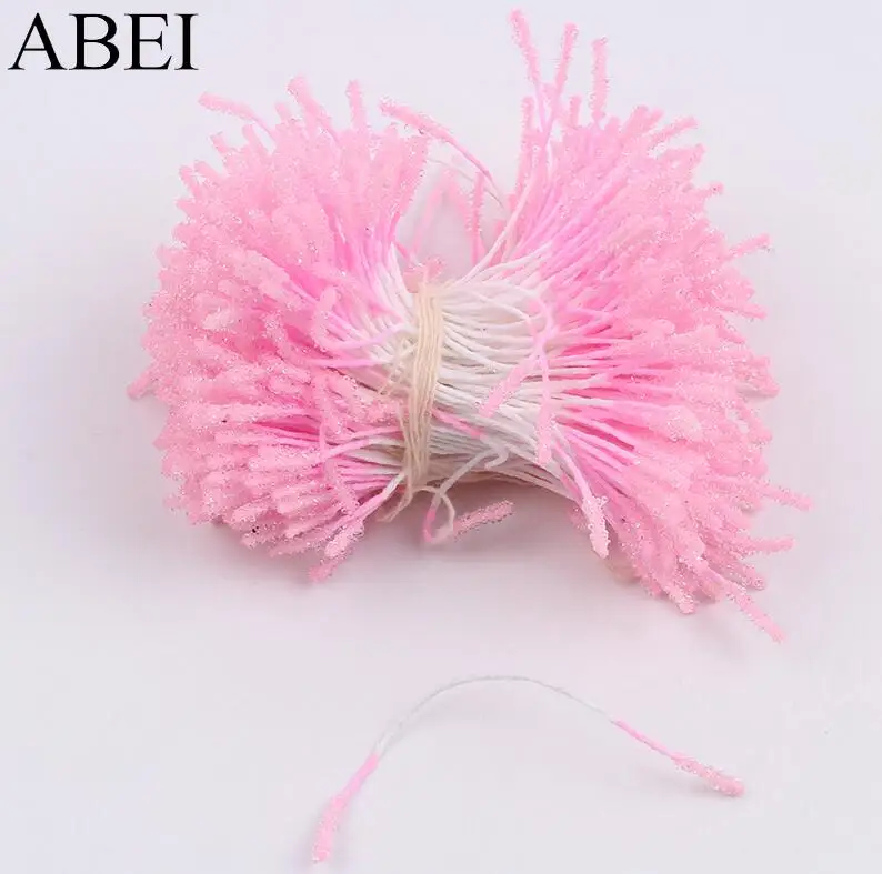 800 шт./лот 1 мм голова мини искусственный стеклянный цветок Stamen Pistil Twist DIY свадебный торт украшение для альбома Цветы Аксессуары - Цвет: Pink