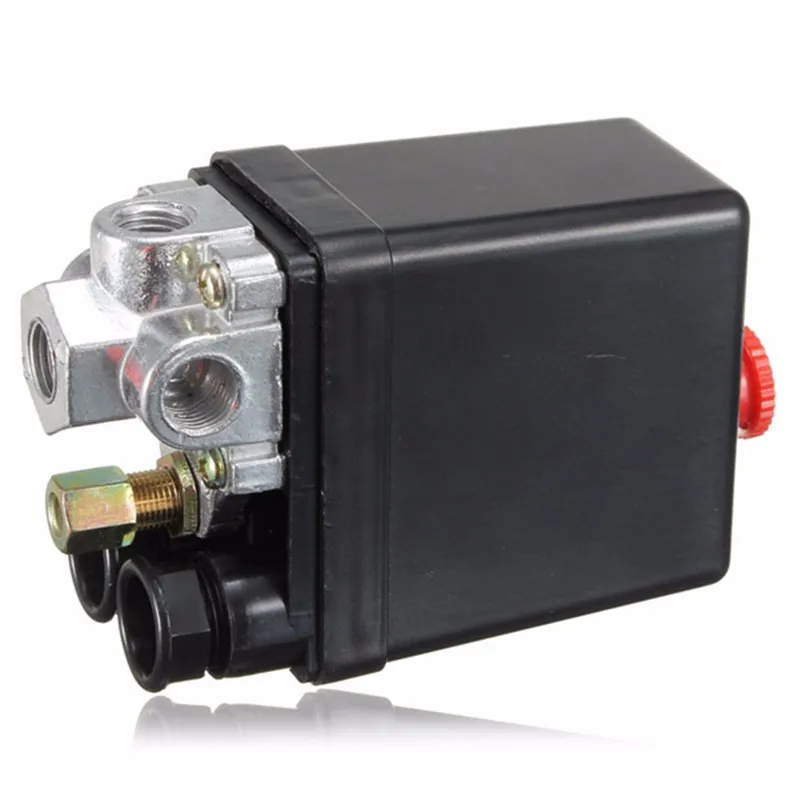 

Heavy Duty Air Compressor Pressure Control Switch Valve 90-120PSI 12 Bar 20A AC220V 4 Port 12.5 x 8 x 5cm