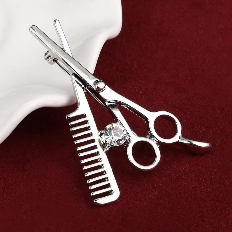 

Hesiod New Arrival Scissors Caved With Crystal Brooch Pin For Women Charm Design Exquisite Brooch Pins Wholesale