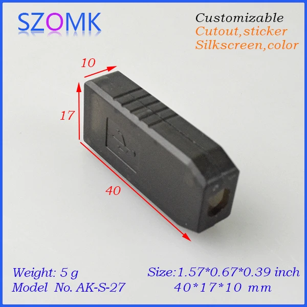 

6pcs/lot plastic mini usb case in transparent color electronics box abs enclosure 40X17X10 mm