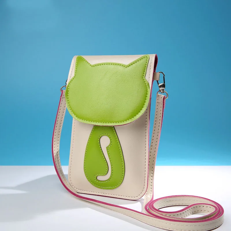 Универсальные кожаные сумки для мобильных телефонов, наплечный карман, кошелек, чехол, шейный ремешок для samsung, для iPhone, для huawei, для htc, LG - Цвет: M03 ( white cat )