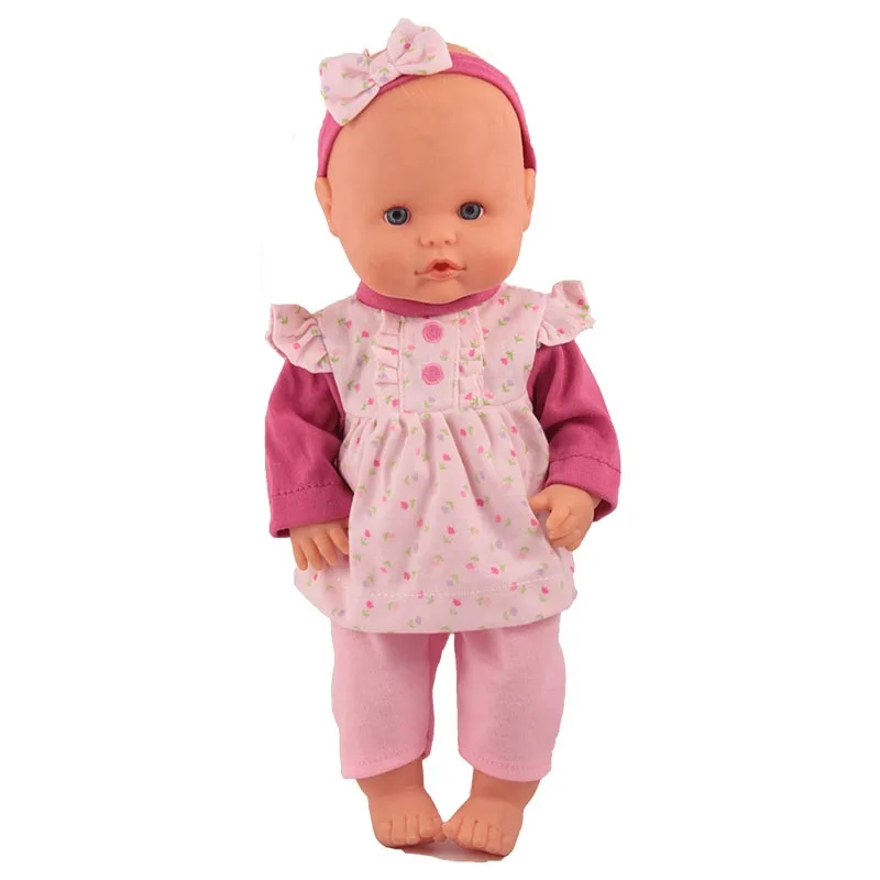 

35 cm Nenuco Doll Clothes Nenuco y su Hermanita pink suit with Bowknot Hairband Doll Accessories for 14inch nenuco doll