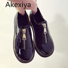 Akexiya New Spring zip women’s platform shoes solid oxford shoes for women round toe casual shoes woman vintage creepers female