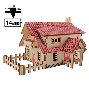 

small house DIY 3D Mode House Toys Romantic House Wood Puzzles Education Toy Model Building Wooden 3D Puzzle for Kids and Adults