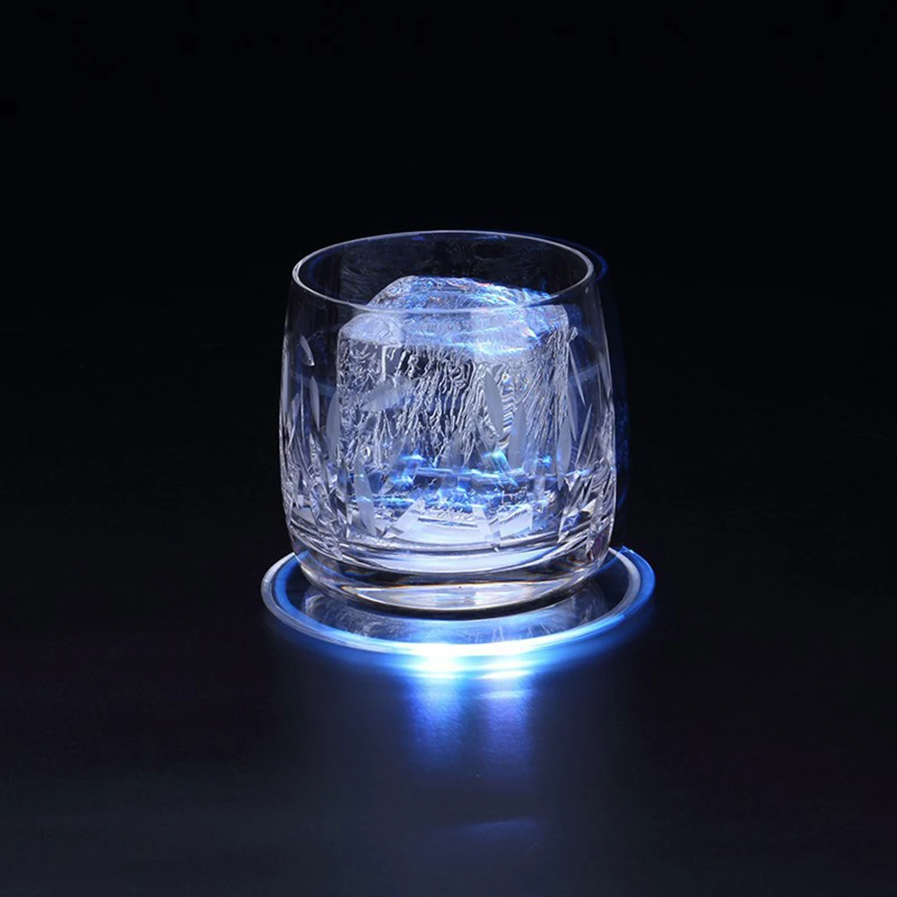 

1X LED Coaster pad and mat Round Bottle Cup Pad Mat Ultra-Thin Lighting Up for Drink Coffee table mat cup wad cup mat