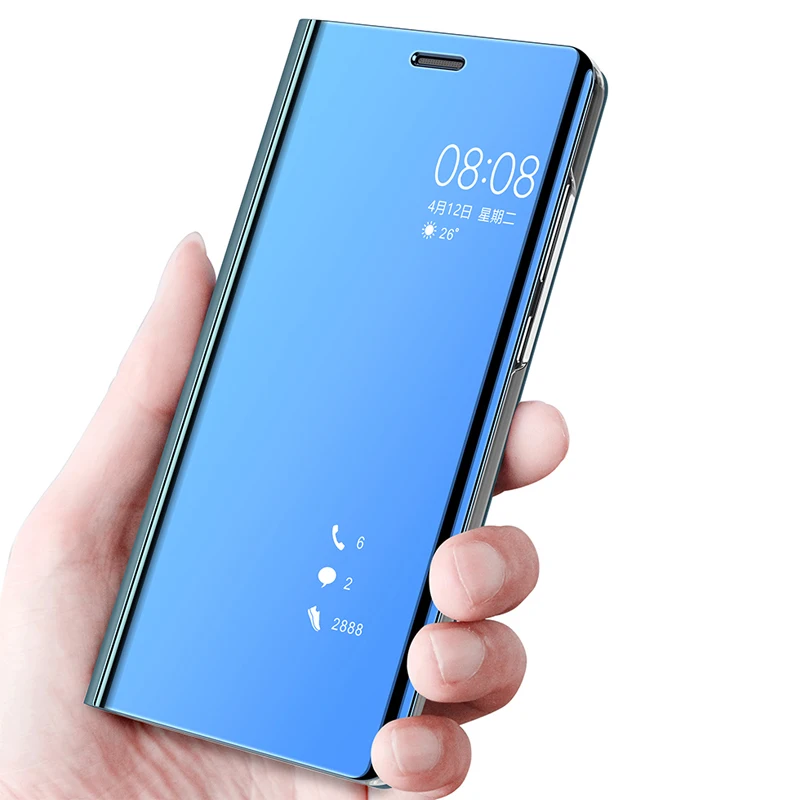 

Luxury Mirror leather flip mount holder smart mobile phone case for huawei p20 P20pro P20lite mate20pro cover fashion phone case