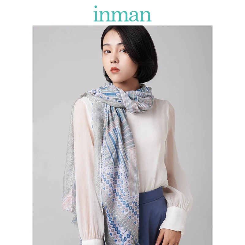 

INMAN Simple Fashion Lady Classic Retro Pattern Women Female Sweet Artistic Two Way To Use Design Scarves