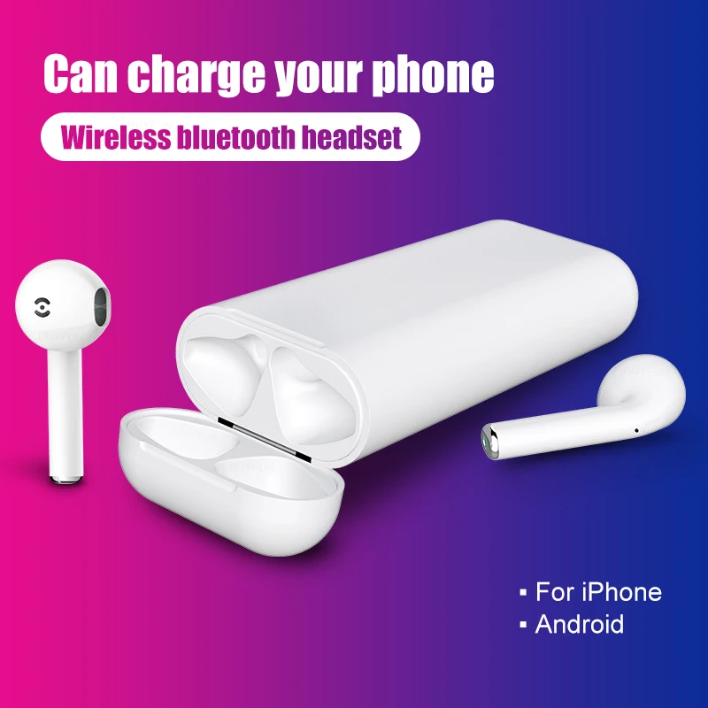 

Mini Earphone and Powerbank Charging Case 2 in 1 Set Bluetooth V5.0 TWS Wireless Touch Control Earbuds Sport Air pods Headset