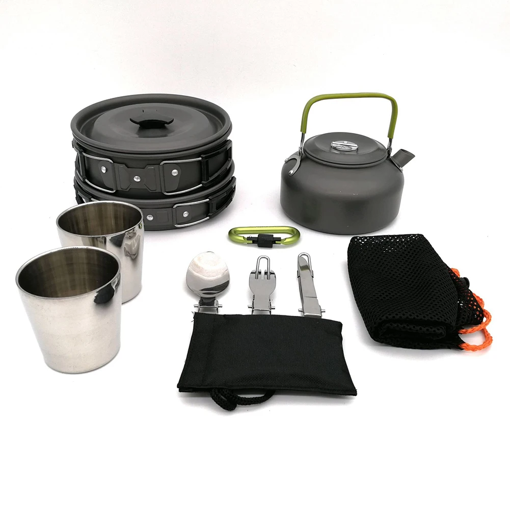

Cooking Set Tableware Camping Outdoor Oxidized Aluminum Picnic Portable Non Stick Pan Pot Cup Cookware Spoon Practical Fork