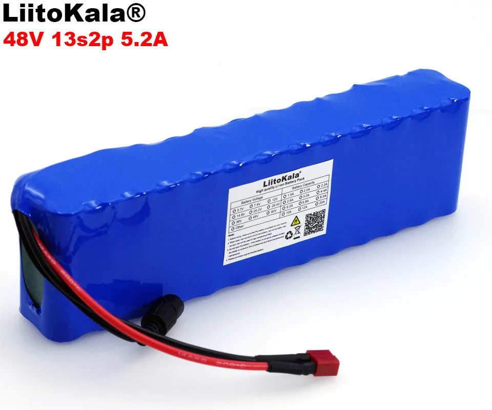 LiitoKala 48 v 5.2ah 13s2p Высокая мощность 18650 Электрический мотоцикл батарея автомобиль электрический аккумулятор DIY 48 v BMS защита
