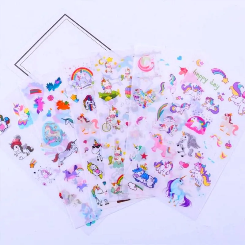 6Pcs Unicorn Sticker Cute Anime Children s font b toys b font Cartoon Stickers for DIY