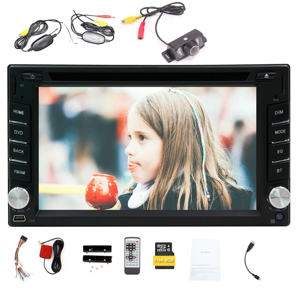 Wince 6 0 double din 2 дюймов Автомобильный dvd gps плеер 8 ГБ навигация в тире Универсальный