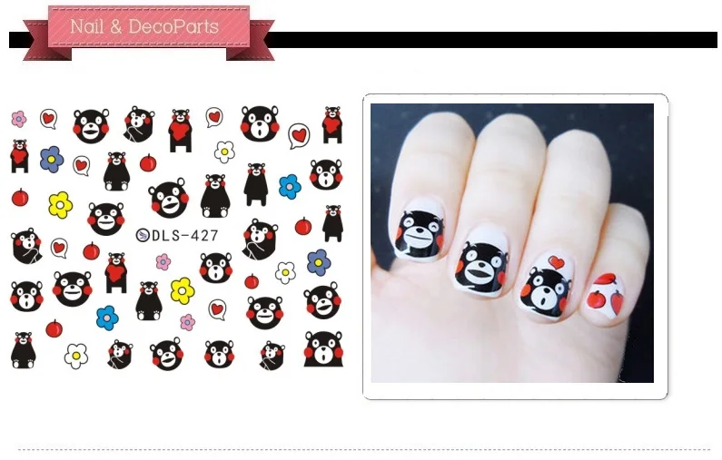 5 листов 3D-Наклейки для ногтей смешанные красочные дизайны корейский ногтей Стикеры s наклейки мультфильм подпиточной воды тату Маникюр Инструмент DLS418-439