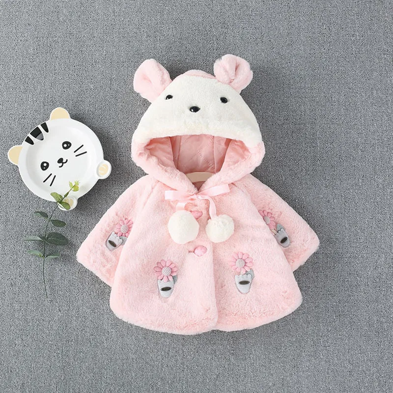 Baby girls clothes baby outerwear winter velvet hooded outwears cute