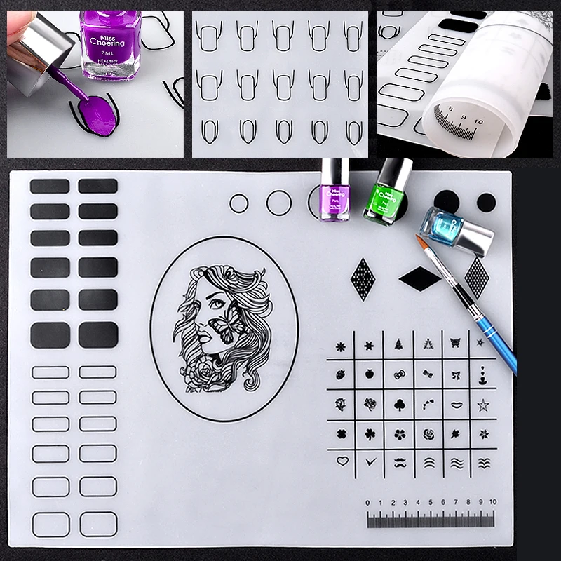 MYBORMULA 1PCS Soft Foldable Foldable Silicone coloring pad Nail Art