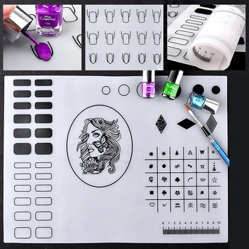 

MYBORMULA 1PCS Soft Foldable Foldable Silicone coloring pad Nail Art Templates Practice Coloring Nails Printing Mat For Manicure
