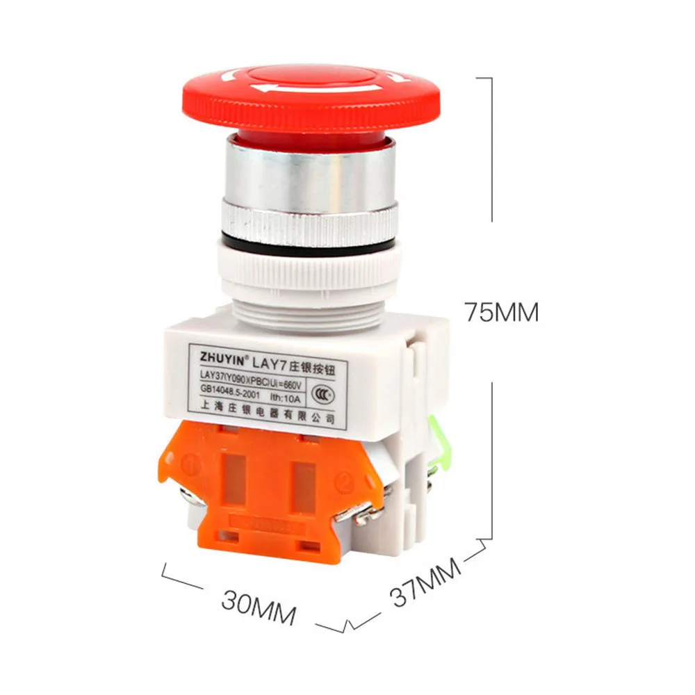AC 600V 10A красный гриб крышка 1NO 1NC DPST аварийный стоп кнопочный переключатель охранная сигнализация