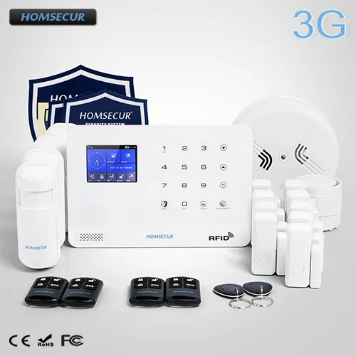 

HOMSECUR Wireless LCD 3G/WCDMA RFID Burglar Alarm System With Smoke Sensor LA02-3G