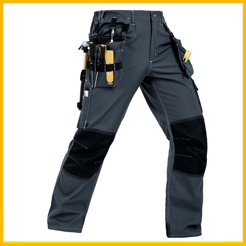 

High Quality Men Female Overalls Durable Mechanic Security Workwear Multi-pocket Grey Trousers Wear-resistant Working Pant