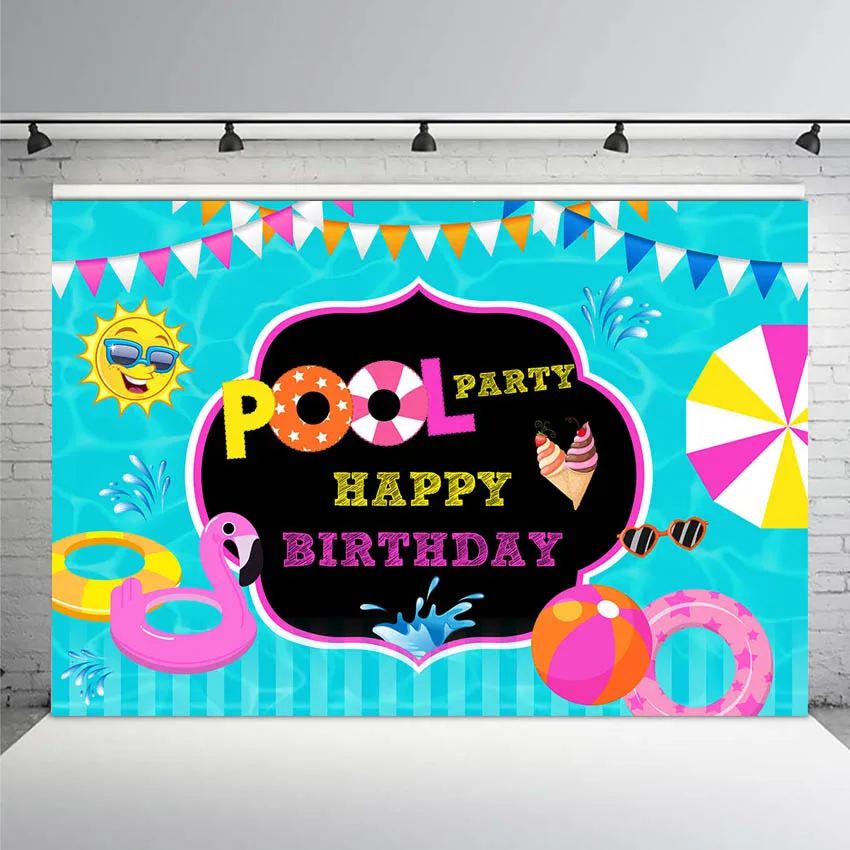 Mehofoto Pool Theme Party Photo Backdrop Photography Summer Cartoon Celebration Birthday Background Swimming Lifebuoy Water | Электроника