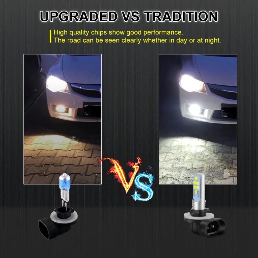 Светодиодные лампы H27 880 881 P13W PSX26W 2 шт. Автомобильные противотуманные фары FLS3535