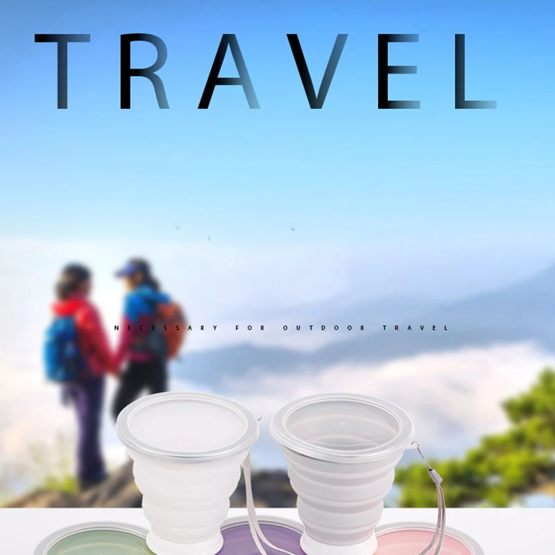 1 Piece 320ML Silicone Travel Cup Collapsible Coffee Cups Candy Color Folding Tea Cup With Dustproof Cover Outdoor Sports Copos