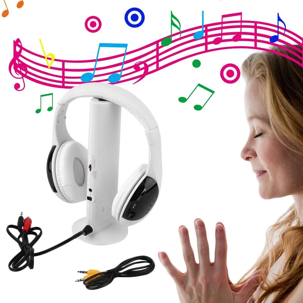 

5 in 1 HiFi Wireless Headphone FM Radio Monitor DVD VCD MP3 Audio Wireless Headphones
