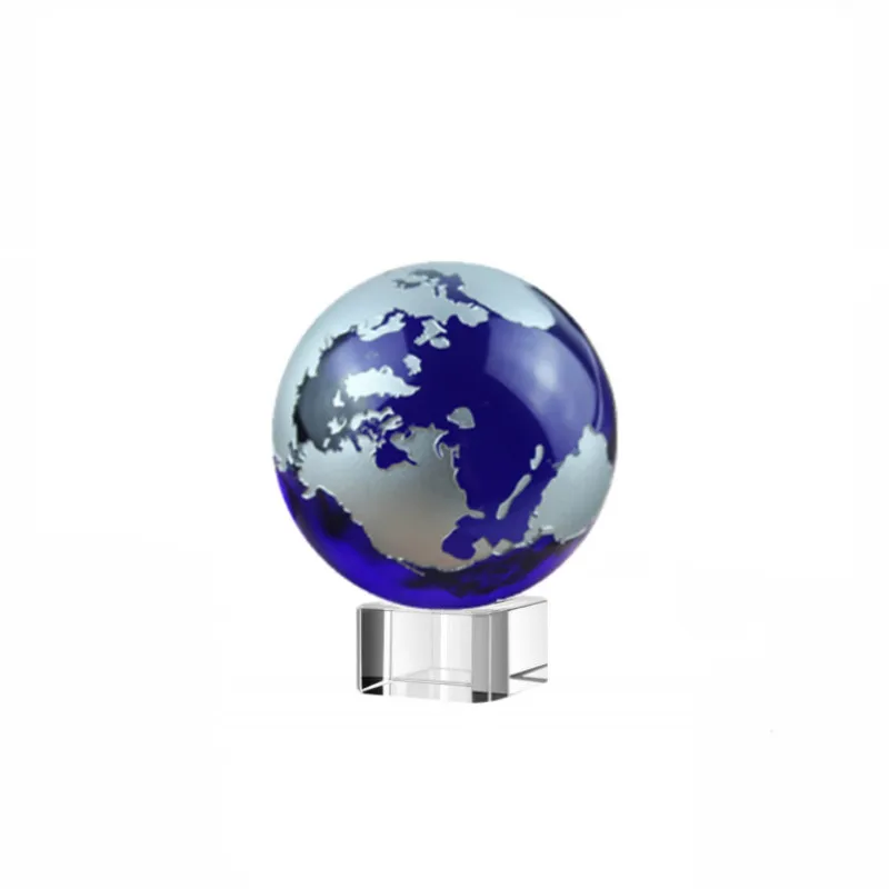 

Crystal Glass Globe Miniature Sliver Color World Map Model Teaching Collectible Ornaments Kid Gift Feng Shui Home Decor Crafts