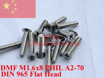 

stainless steel screws M1.6x8 DIN 965 Flat Head 0# Phillips A2-70 ROHS Polished 100 pcs
