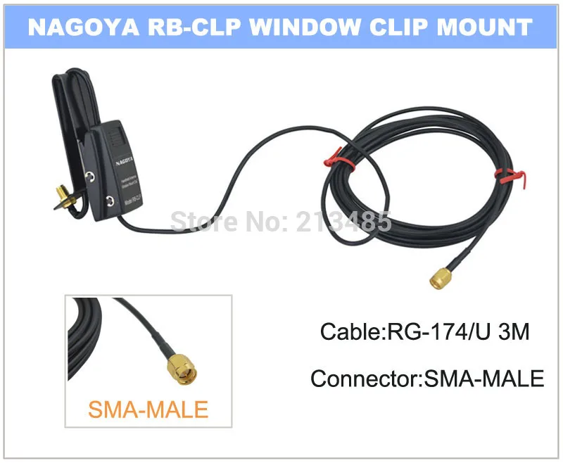 

NAGOYA RB-CLP крепление для окна RG-174/U 3 м кабель SMA-Female для рации радио/антенна с SMA-штекером
