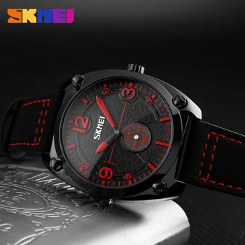 

SKMEI Men Quartz Watch Leather Male Fashion Waterproof Watches Top Brand Sport Wristwatches Relogio Masculino Clocks Watch