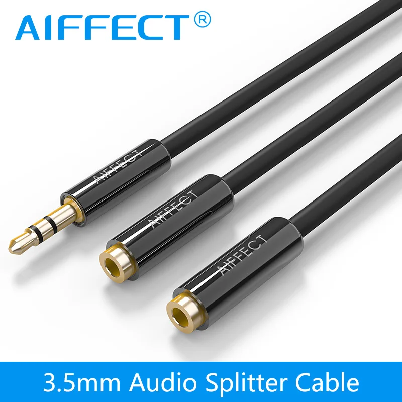 

AIFFECT Jack 3.5 mm AUX Auxiliary 1 to 2 Extension Cable A Male to Two Female Audio Cable AUX Y Splitter Cord Line Headphone MP3