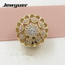 Heart of Gold charms 14K solid gold love beads Fit 925 sterling silver bracelets DIY for women Christmas gift Jewyuer GD085
