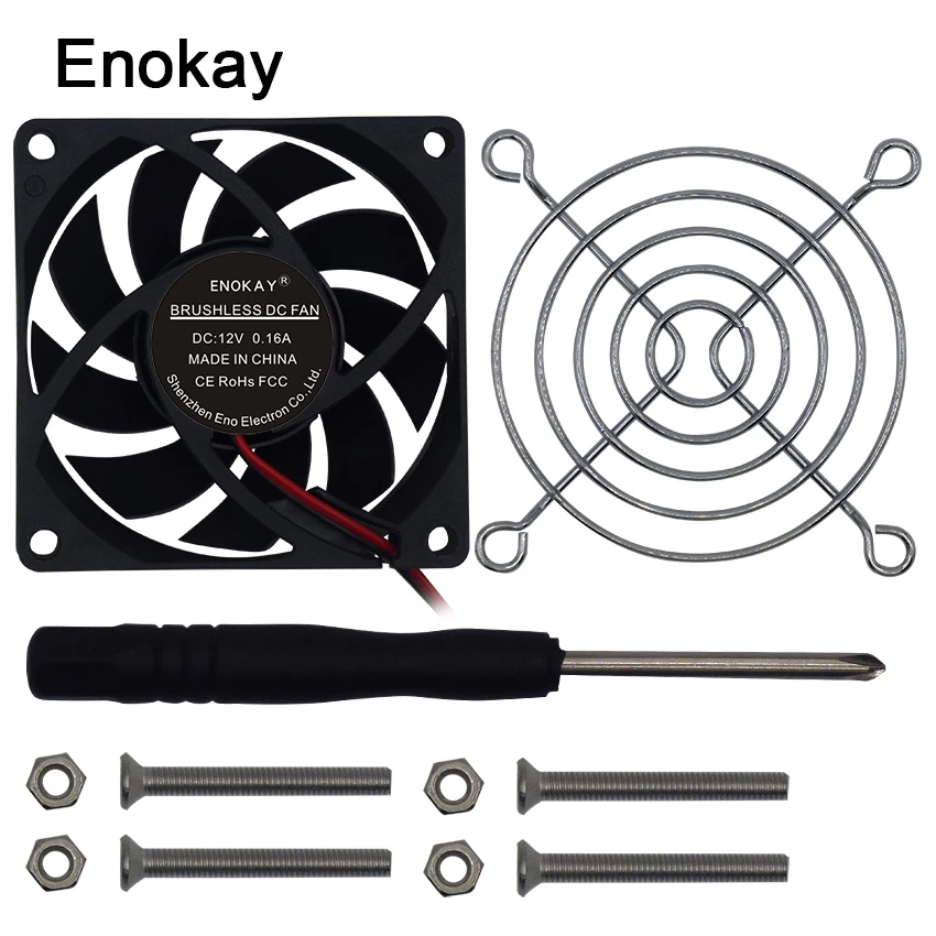

Enokay DC fan 12V 24V 70mmx70mmx15mm Brushless DC Cooling Fan with Grille